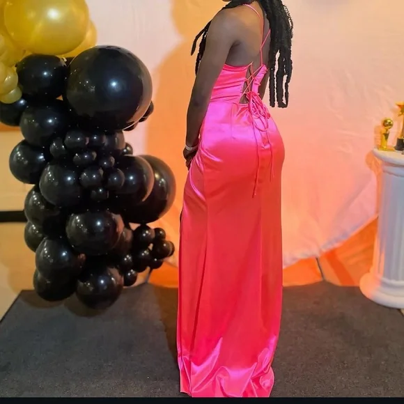 Vibrant Pink Satin Maxi Skirt - Picture 4 of 5